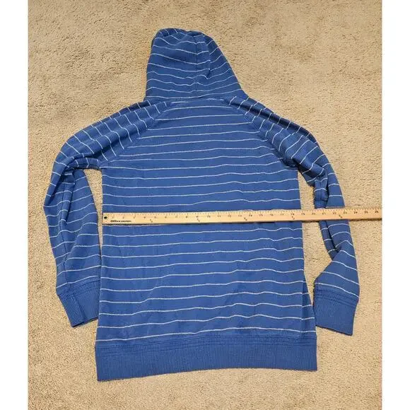 VS Pink Women's Large Blue Hoodie Pullover Stripe Y2K flaw- missing drawstring - Picture 8 of 9